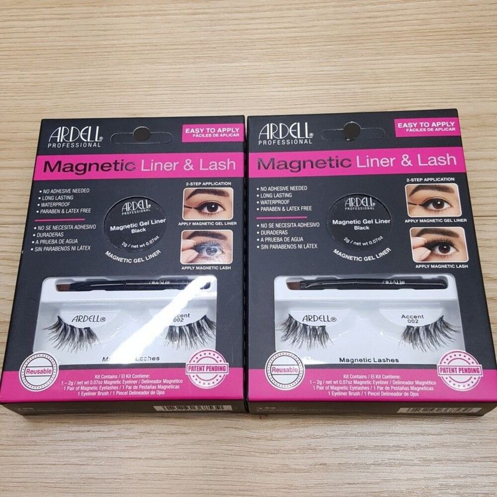 Ardell Professional Accent Lashes 002 Magnetic Liner & Lash Set x2 Lot of 2